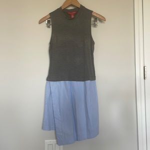 Saks Fifth Avenue Lt Heather Grey w/Blue & White Stripes Sz S NWT